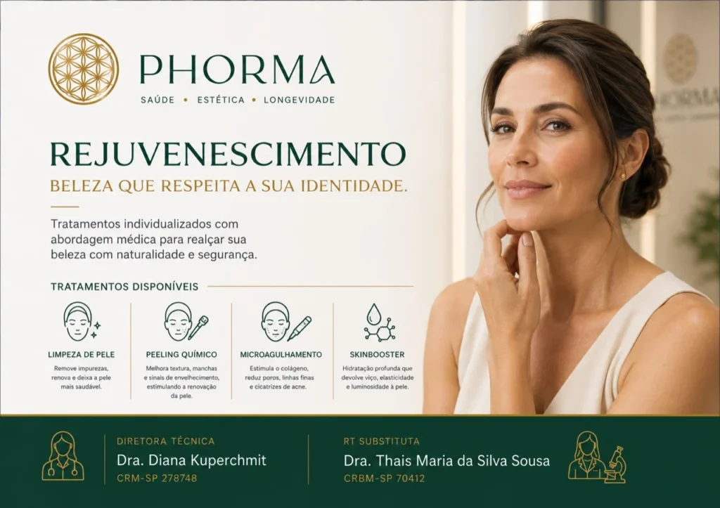 Limpeza de pele e tratamentos de rejuvenescimento facial individualizados na Clínica Phorma